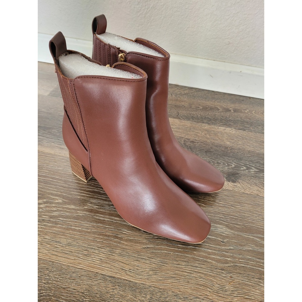 Style & Co Hutchhp Burnt Brown Ankle Boots Square Toe Block Heel Womens 11 M
